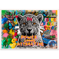 Pop art collage with roaring leopard and "Power Looks Attractive" statement artwork by GIZU